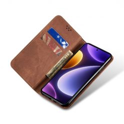 Lacné Kryty | Peňaženkové puzdro Denim Texture hnedé – Xiaomi Poco F5 | Lacné Kryty