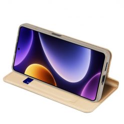Lacné Kryty | Peňaženkové puzdro Dux Ducis Skin Pro zlaté – Xiaomi Poco F5 | Lacné Kryty