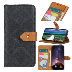 Lacné Kryty | Peňaženkové puzdro Embossing Pattern Kvety čierne – Xiaomi Poco F5 Pro | Lacné Kryty