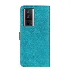 Peňaženkové puzdro Embossing Pattern Kvety modré – Xiaomi Poco F5 Pro | Lacné Kryty Lacné Kryty | Peňaženkové puzdro Embossing Pattern Kvety modré – Xiaomi Poco F5 Pro | Lacné Kryty
