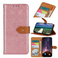 Lacné Kryty | Peňaženkové puzdro Embossing Pattern Kvety ružové – Xiaomi Poco F5 Pro | Lacné Kryty
