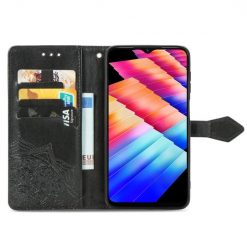Lacné Kryty | Peňaženkové puzdro Embossing Pattern Mandala Flower čierne – Infinix Hot 30i | Lacné Kryty