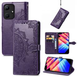Lacné Kryty | Peňaženkové puzdro Embossing Pattern Mandala Flower fialové – Infinix Hot 30i | Lacné Kryty