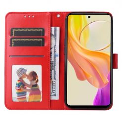 Lacné Kryty | Peňaženkové puzdro Embossing Pattern Slnečnica červené – Vivo Y36 | Lacné Kryty