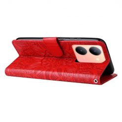 Lacné Kryty | Peňaženkové puzdro Embossing Pattern Slnečnica červené – Vivo Y36 | Lacné Kryty