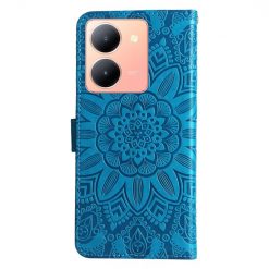 Lacné Kryty | Peňaženkové puzdro Embossing Pattern Slnečnica modré – Vivo Y36 | Lacné Kryty