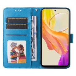 Lacné Kryty | Peňaženkové puzdro Embossing Pattern Slnečnica modré – Vivo Y36 | Lacné Kryty