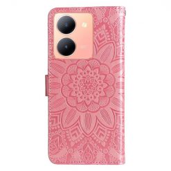 Lacné Kryty | Peňaženkové puzdro Embossing Pattern Slnečnica ružové – Vivo Y36 | Lacné Kryty