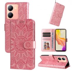 Lacné Kryty | Peňaženkové puzdro Embossing Pattern Slnečnica ružové – Vivo Y36 | Lacné Kryty
