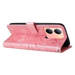 Lacné Kryty | Peňaženkové puzdro Embossing Pattern Slnečnica ružové – Vivo Y36 | Lacné Kryty