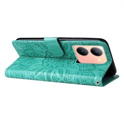 Lacné Kryty | Peňaženkové puzdro Embossing Pattern Slnečnica zelené – Vivo Y36 | Lacné Kryty