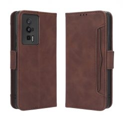 Lacné Kryty | Peňaženkové puzdro Slots case hnedé – Xiaomi Poco F5 Pro | Lacné Kryty