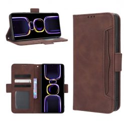 Lacné Kryty | Peňaženkové puzdro Slots case hnedé – Xiaomi Poco F5 Pro | Lacné Kryty
