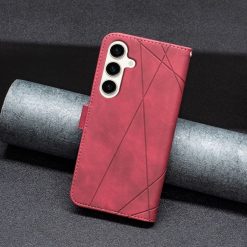 Knižkové puzdro Rhombus červené – Samsung Galaxy S23 FE | Lacné Kryty Lacné Kryty | Knižkové puzdro Rhombus červené – Samsung Galaxy S23 FE | Lacné Kryty