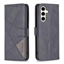 Knižkové puzdro Rhombus čierne – Samsung Galaxy S23 FE | Lacné Kryty Lacné Kryty | Knižkové puzdro Rhombus čierne – Samsung Galaxy S23 FE | Lacné Kryty