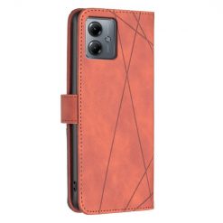 Knižkové puzdro Rhombus hnedé – Motorola Moto G14 | Lacné Kryty Lacné Kryty | Knižkové puzdro Rhombus hnedé – Motorola Moto G14 | Lacné Kryty