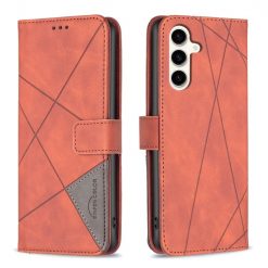 Knižkové puzdro Rhombus hnedé – Samsung Galaxy S23 FE | Lacné Kryty Lacné Kryty | Knižkové puzdro Rhombus hnedé – Samsung Galaxy S23 FE | Lacné Kryty