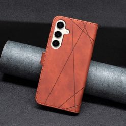 Knižkové puzdro Rhombus hnedé – Samsung Galaxy S23 FE | Lacné Kryty Lacné Kryty | Knižkové puzdro Rhombus hnedé – Samsung Galaxy S23 FE | Lacné Kryty