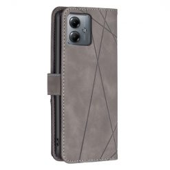 Knižkové puzdro Rhombus sivé – Motorola Moto G14 | Lacné Kryty Lacné Kryty | Knižkové puzdro Rhombus sivé – Motorola Moto G14 | Lacné Kryty