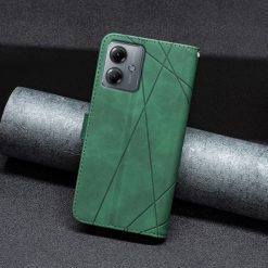 Lacné Kryty | Knižkové puzdro Rhombus zelené – Motorola Moto G14 | Lacné Kryty