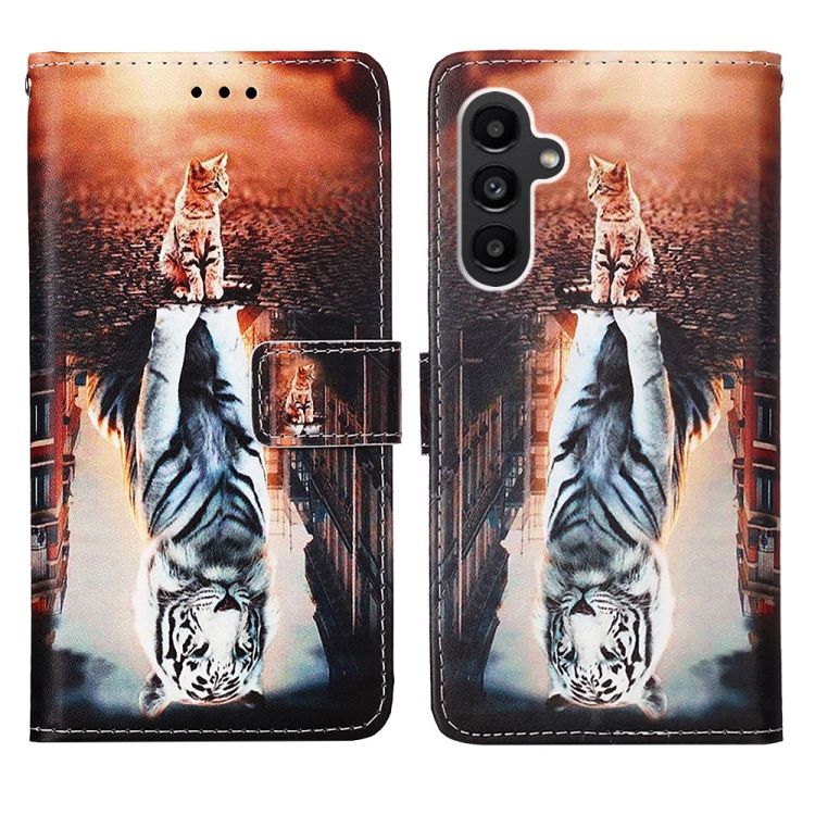 Knižkové puzdro Trendy Colored case Mačka a tiger – Samsung Galaxy S23 FE