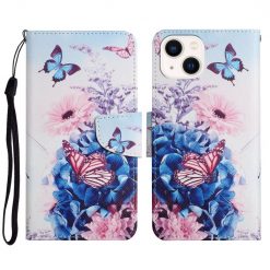 Lacné Kryty | Knižkové puzdro Trendy Cross case Fialový motýľ – Apple iPhone 15 Plus | Lacné Kryty