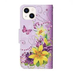 Lacné Kryty | Knižkové puzdro Trendy Cross case Žltý motýľ – Apple iPhone 15 Plus | Lacné Kryty