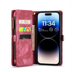 Lacné Kryty | Multifunkčné peňaženkové puzdro CaseMe Detachable červené – Apple iPhone 15 Pro Max | Lacné Kryty
