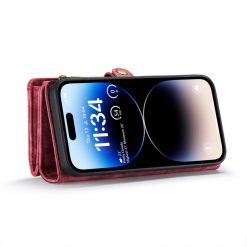Lacné Kryty | Multifunkčné peňaženkové puzdro CaseMe Detachable červené – Apple iPhone 15 Pro Max | Lacné Kryty