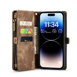 Lacné Kryty | Multifunkčné peňaženkové puzdro CaseMe Detachable hnedé – Apple iPhone 15 Pro Max | Lacné Kryty