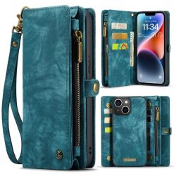 Lacné Kryty | Multifunkčné peňaženkové puzdro CaseMe Detachable modré – Apple iPhone 15 | Lacné Kryty