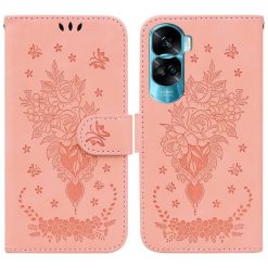 Lacné Kryty | Peňaženkové puzdro Embossing Pattern Kytica ružové – Honor 90 Lite | Lacné Kryty