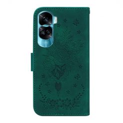 Lacné Kryty | Peňaženkové puzdro Embossing Pattern Kytica zelené – Honor 90 Lite | Lacné Kryty