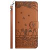 Lacné Kryty | Peňaženkové puzdro Embossing Pattern Mačky modré – Apple iPhone 15 Pro | Lacné Kryty
