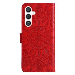Peňaženkové puzdro Embossing Pattern Slnečnica červené – Samsung Galaxy S23 FE | Lacné Kryty Lacné Kryty | Peňaženkové puzdro Embossing Pattern Slnečnica červené – Samsung Galaxy S23 FE | Lacné Kryty