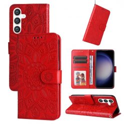 Peňaženkové puzdro Embossing Pattern Slnečnica červené – Samsung Galaxy S23 FE | Lacné Kryty Lacné Kryty | Peňaženkové puzdro Embossing Pattern Slnečnica červené – Samsung Galaxy S23 FE | Lacné Kryty