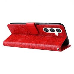 Peňaženkové puzdro Embossing Pattern Slnečnica červené – Samsung Galaxy S23 FE | Lacné Kryty Lacné Kryty | Peňaženkové puzdro Embossing Pattern Slnečnica červené – Samsung Galaxy S23 FE | Lacné Kryty