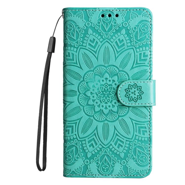 Peňaženkové puzdro Embossing Pattern Slnečnica zelené – Samsung Galaxy S23 FE