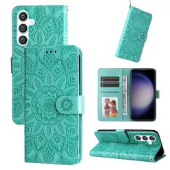 Peňaženkové puzdro Embossing Pattern Slnečnica zelené – Samsung Galaxy S23 FE | Lacné Kryty Lacné Kryty | Peňaženkové puzdro Embossing Pattern Slnečnica zelené – Samsung Galaxy S23 FE | Lacné Kryty