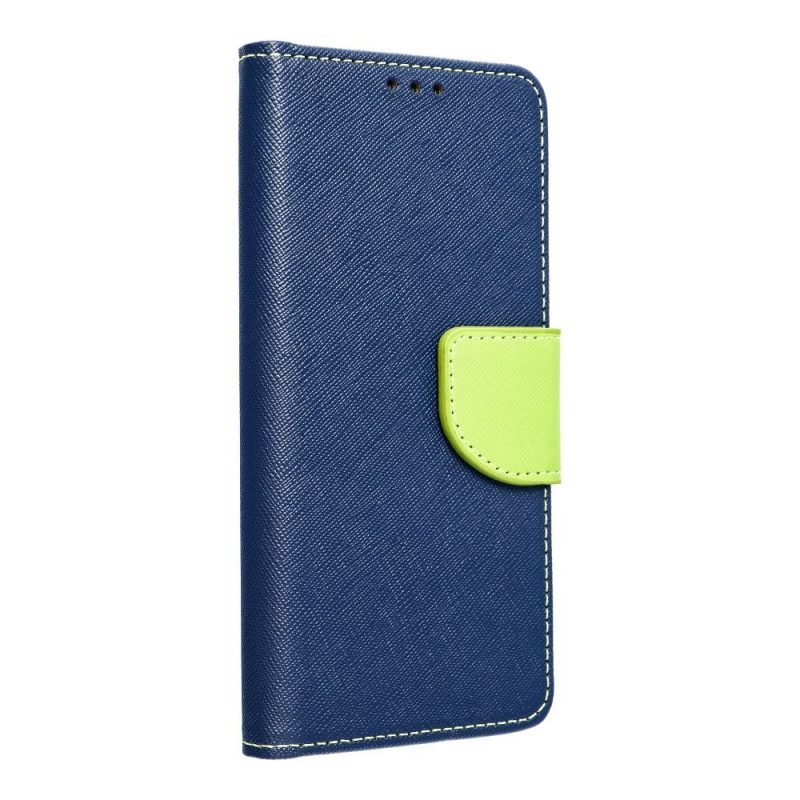 Peňaženkové puzdro Fancy Book modro-limetkové – Apple iPhone 15 Plus