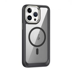 Lacné Kryty | Zadný Kryt Carbon Fiber MagSafe transparentno-čierny – Apple iPhone 15 Plus | Lacné Kryty
