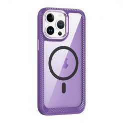 Lacné Kryty | Zadný Kryt Carbon Fiber MagSafe transparentno-fialový – Apple iPhone 15 Plus | Lacné Kryty