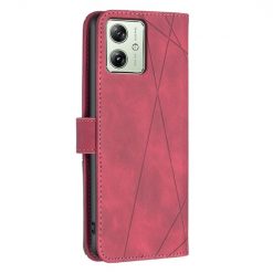 Knižkové puzdro Rhombus červené – Motorola Moto G54 5G / G54 5G Power Edition | Lacné Kryty Lacné Kryty | Knižkové puzdro Rhombus červené – Motorola Moto G54 5G / G54 5G Power Edition | Lacné Kryty