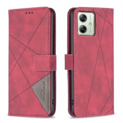 Knižkové puzdro Rhombus červené – Motorola Moto G54 5G / G54 5G Power Edition | Lacné Kryty Lacné Kryty | Knižkové puzdro Rhombus červené – Motorola Moto G54 5G / G54 5G Power Edition | Lacné Kryty