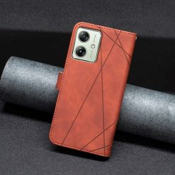 Lacné Kryty | Knižkové puzdro Rhombus hnedé – Motorola Moto G54 5G / G54 5G Power Edition | Lacné Kryty