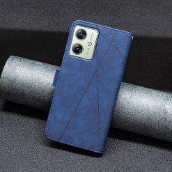 Knižkové puzdro Rhombus modré – Motorola Moto G54 5G / G54 5G Power Edition | Lacné Kryty Lacné Kryty | Knižkové puzdro Rhombus modré – Motorola Moto G54 5G / G54 5G Power Edition | Lacné Kryty