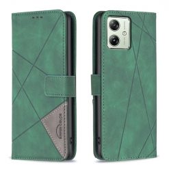 Lacné Kryty | Knižkové puzdro Rhombus zelené – Motorola Moto G54 5G / G54 5G Power Edition | Lacné Kryty