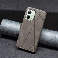 Knižkové puzdro Rhombus sivé – Motorola Moto G54 5G / G54 5G Power Edition | Lacné Kryty Lacné Kryty | Knižkové puzdro Rhombus sivé – Motorola Moto G54 5G / G54 5G Power Edition | Lacné Kryty