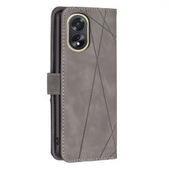 Lacné Kryty | Knižkové puzdro Rhombus sivé – Oppo A38 | Lacné Kryty