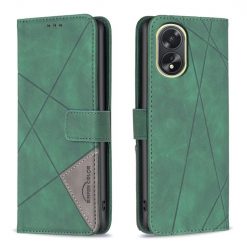 Lacné Kryty | Knižkové puzdro Rhombus zelené – Oppo A38 | Lacné Kryty